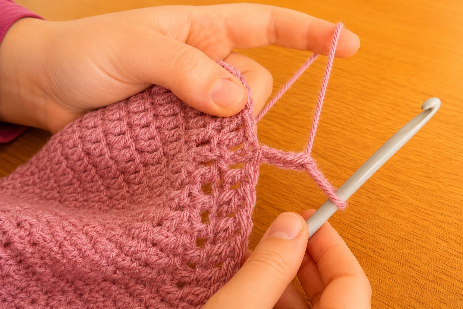 Continuing crochet baby hat brim through both loops in Round 12