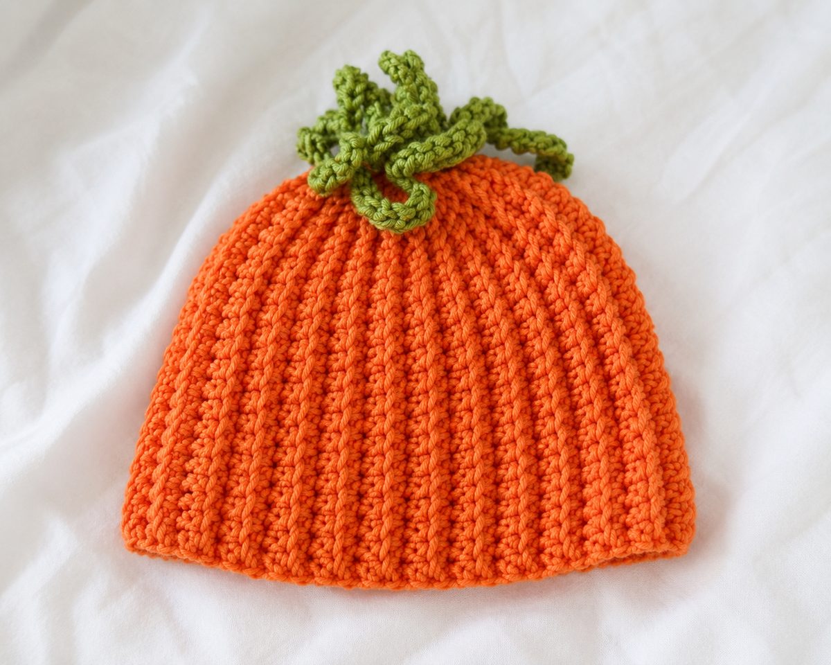 Free Crochet Harvest Pumpkin Baby Hat Pattern (Newborn to 12 Months)