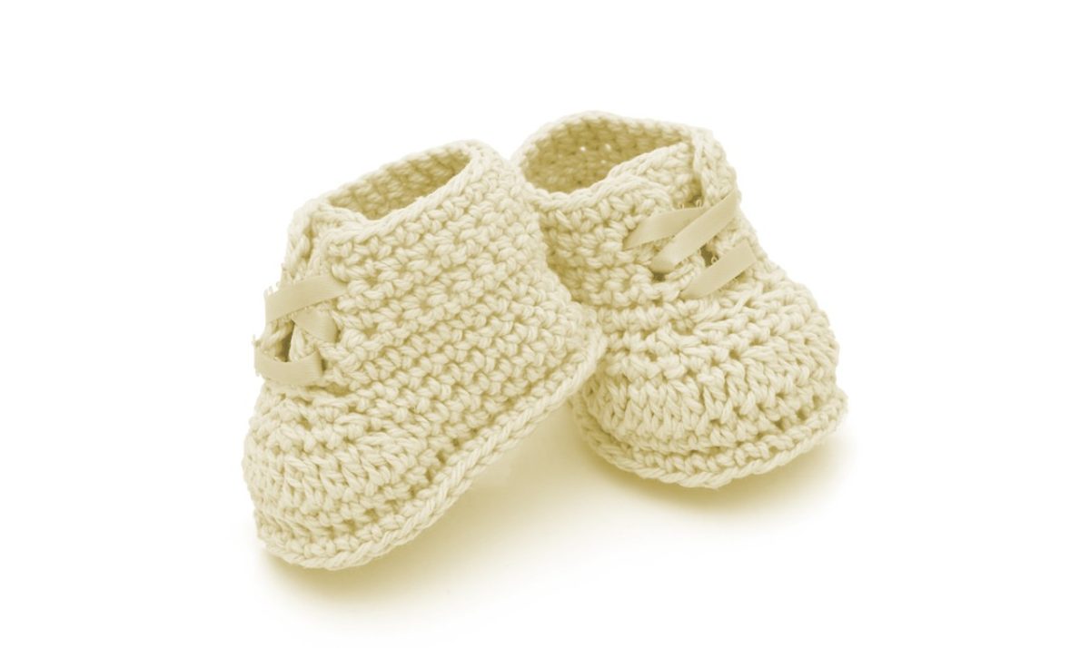 Free Crochet Ribbon Baby Booties Pattern (Newborn – 6 Months)