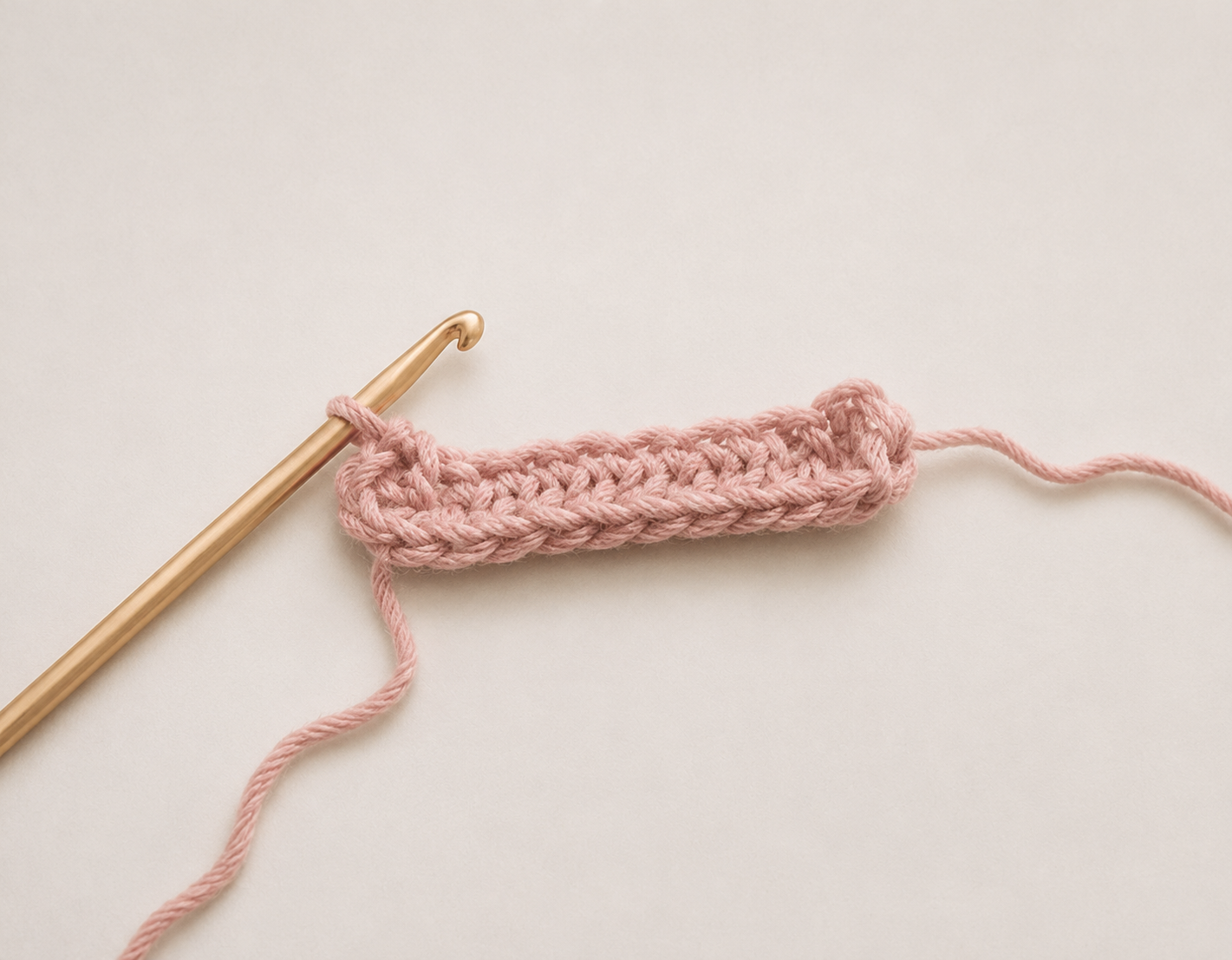 Foundation chain with HDC stitches for the crochet baby shoe sole